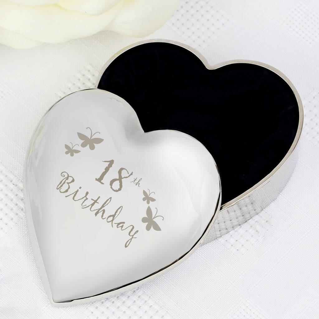 18th Birthday Butterflies Heart Trinket Box - main product image