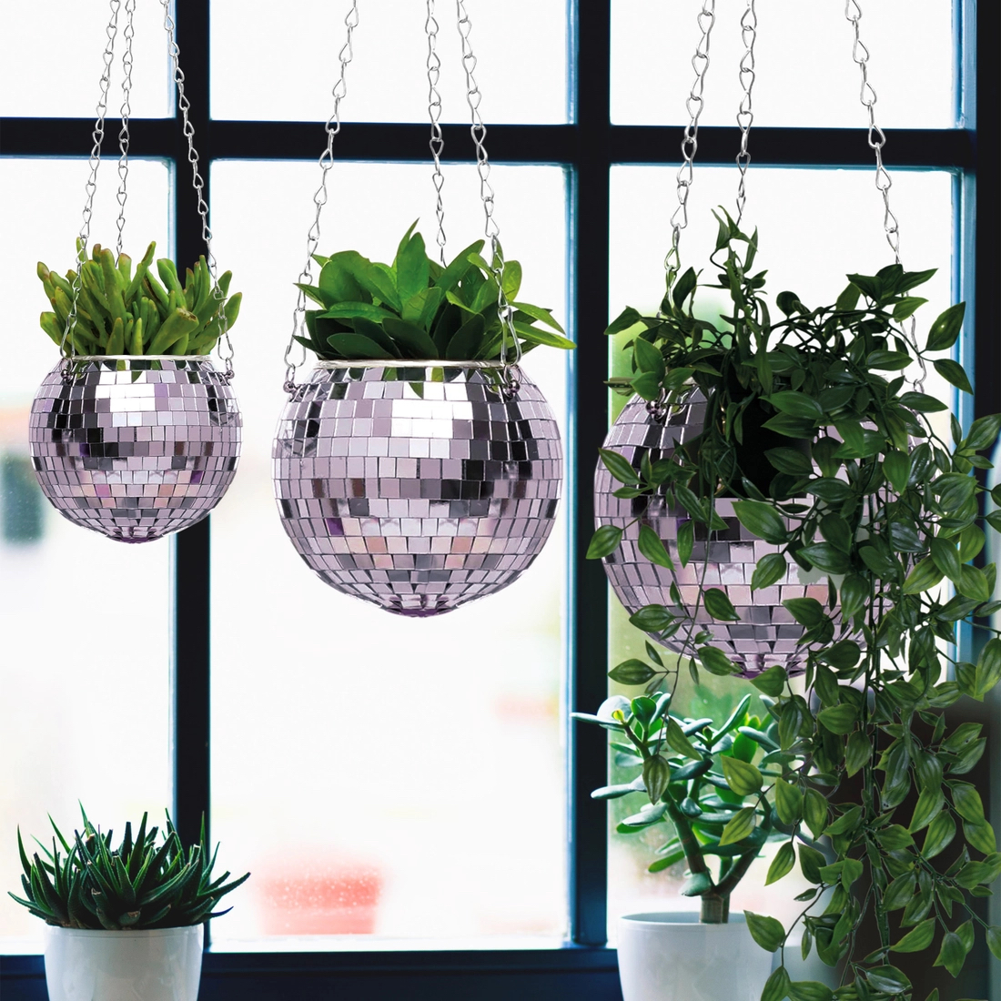 Disco Ball Hanging Planter - close-up detail
