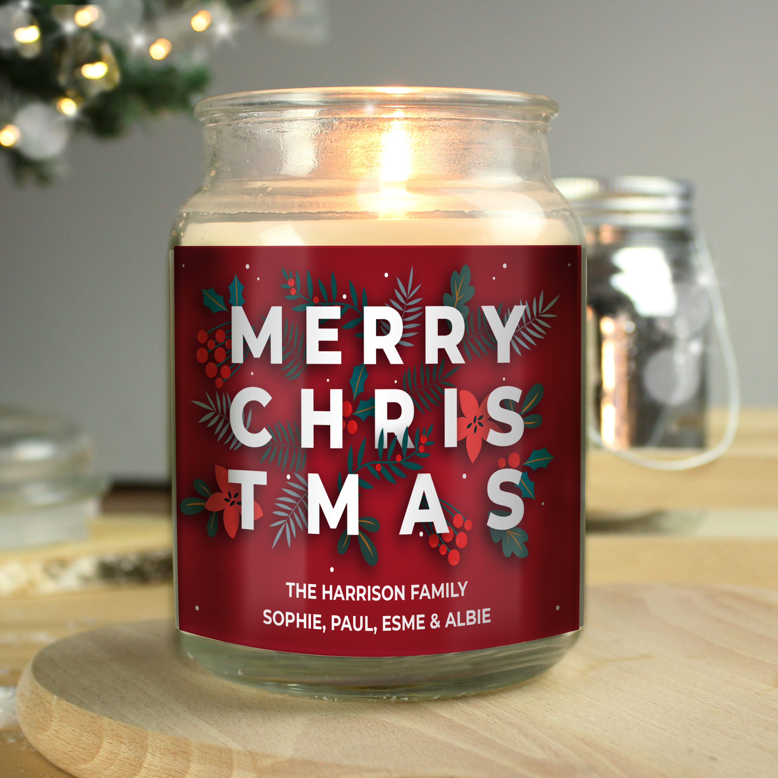 Personalised Christmas Candle - close-up detail