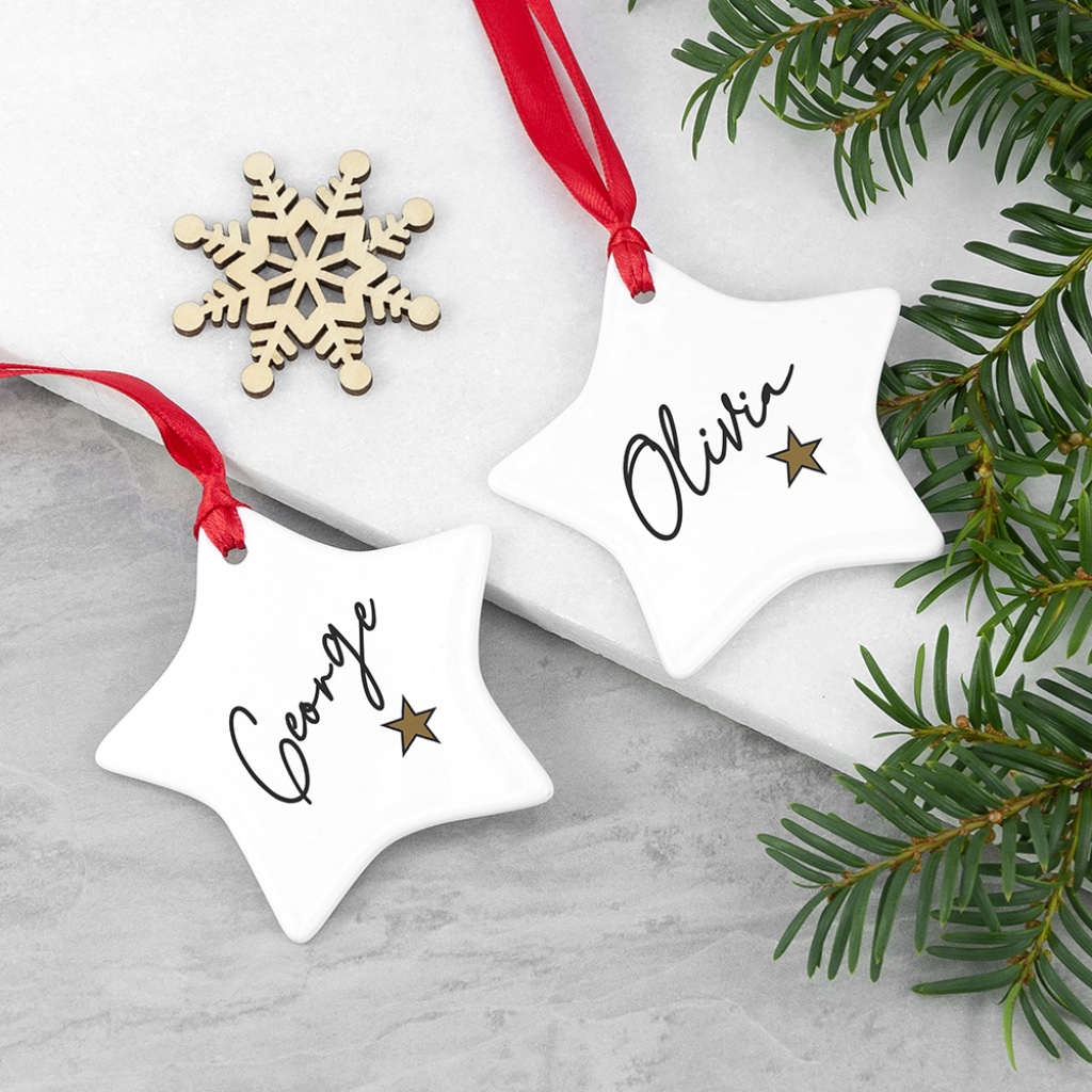 Personalised Christmas Star Decoration - detail view