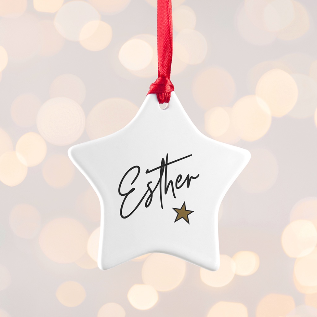 Personalised Christmas Star Decoration - alternative angle