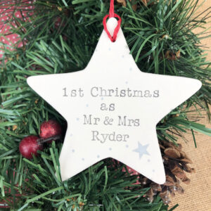 Personalised 'First Christmas As Mr And Mrs' Bauble - main product image