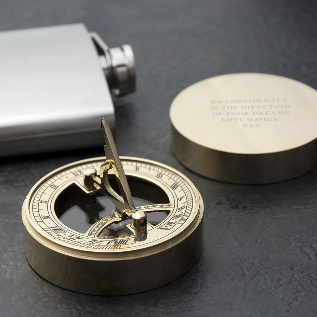 Personalised Graduation Brass Sundial Compass - detail view