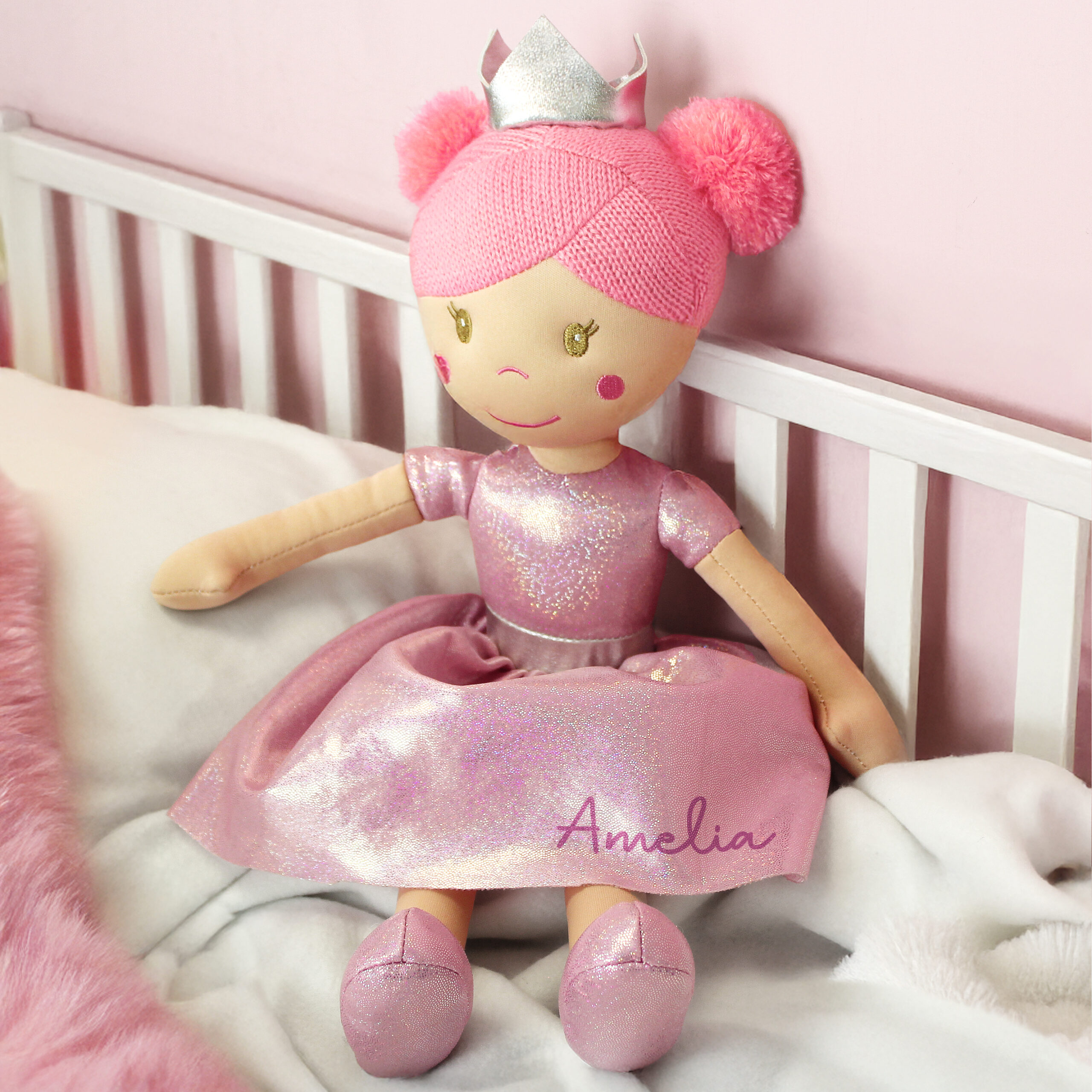 Personalised Princess Ballerina Rag Doll - close-up detail