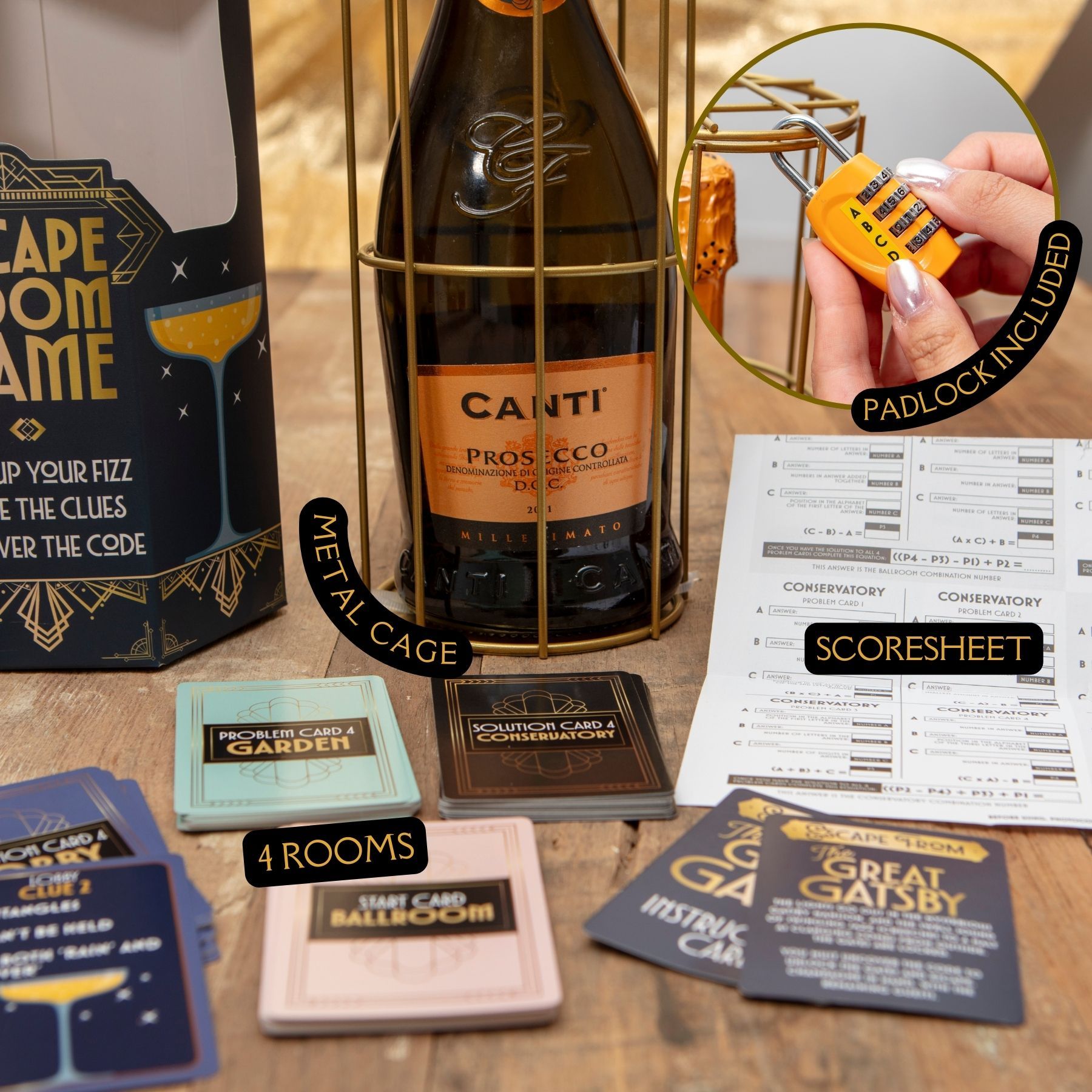 The Great Gatsby Champagne Escape Room Game - alternative angle