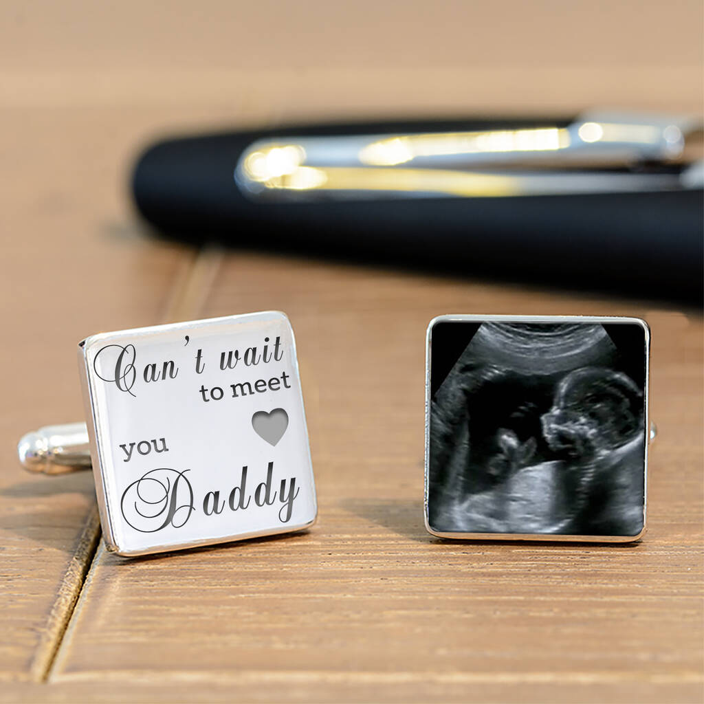 'Can't Wait To Meet You Daddy' Baby Scan Cufflinks - main product image
