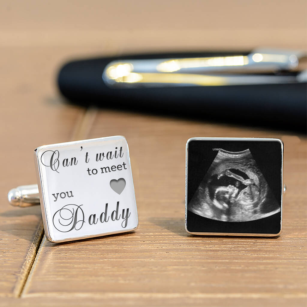 'Can't Wait To Meet You Daddy' Baby Scan Cufflinks - detail view