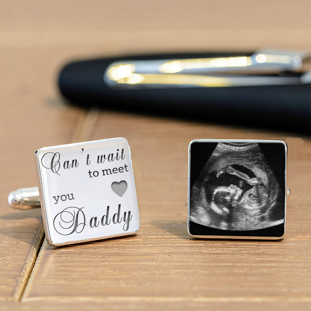 'Can't Wait To Meet You Daddy' Baby Scan Cufflinks - alternative angle