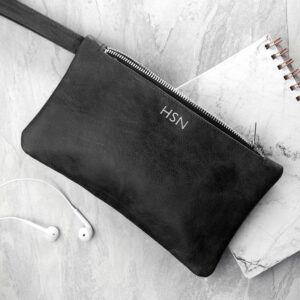 Monogrammed Leather Clutch Bag - main product image