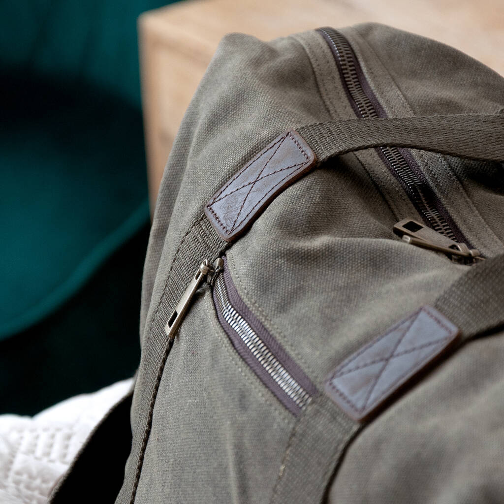 Monogrammed Luxury Waxed Canvas Holdall - alternative angle