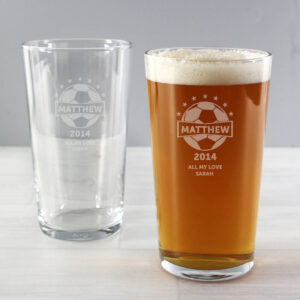 Name And Year Football Pint Glass - main product image