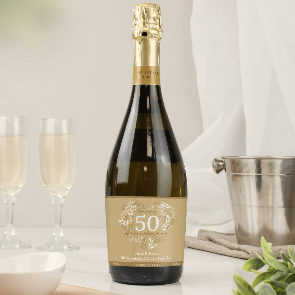 Personalised 50th Golden Wedding Anniversary Prosecco - detail view