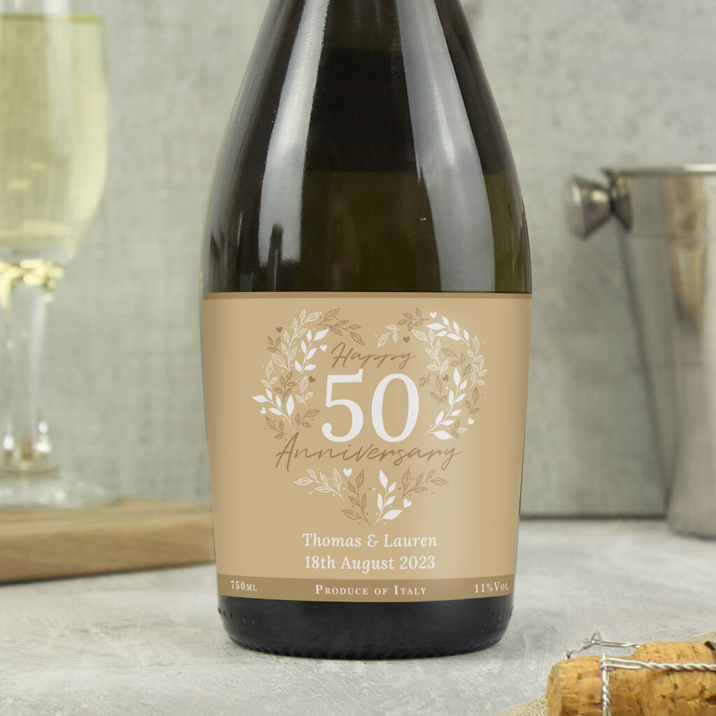 Personalised 50th Golden Wedding Anniversary Prosecco - alternative angle