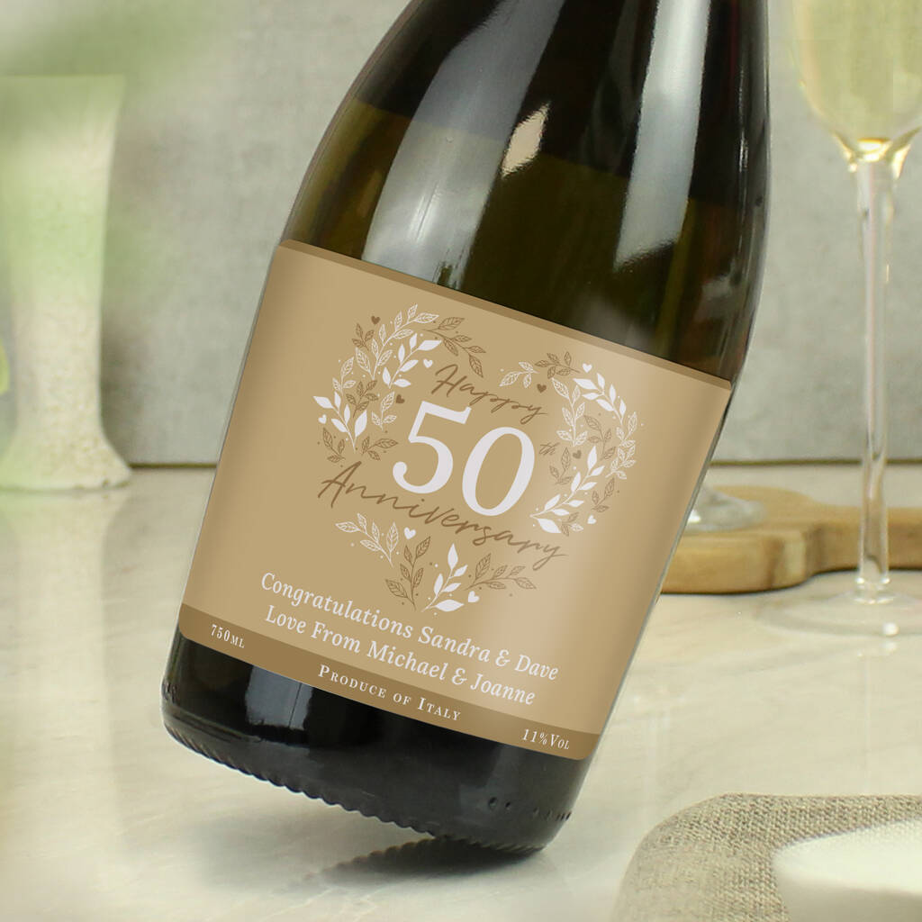 Personalised 50th Golden Wedding Anniversary Prosecco - lifestyle shot