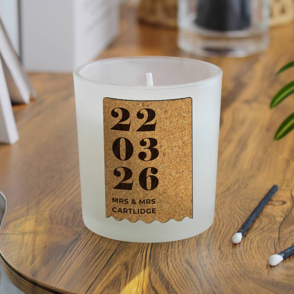 Personalised Anniversary Cork Label Candle Jar - detail view
