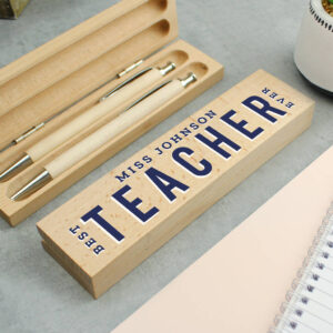 Personalised 'Best Teacher' Wooden Pen And Pencil Set - main product image