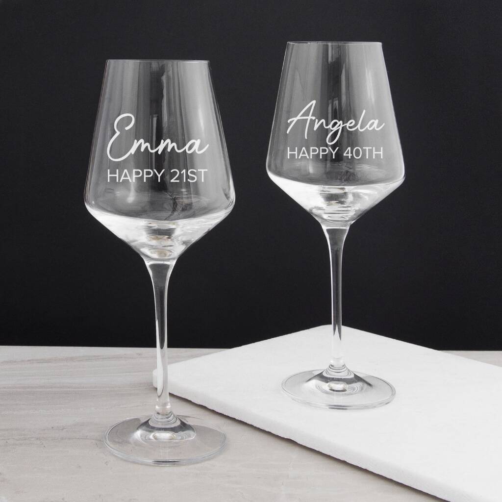 Personalised Birthday Wine Glass - detail view