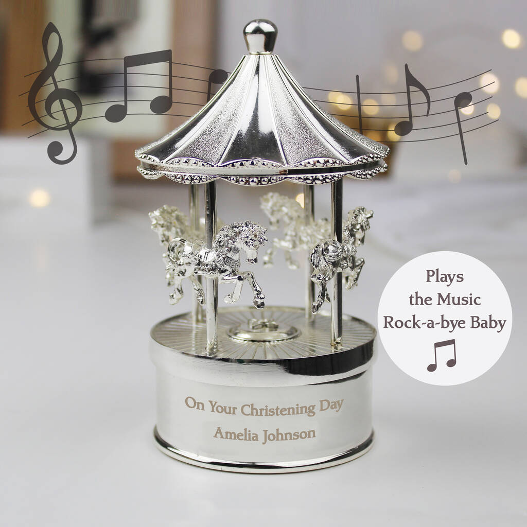 Personalised Christening Musical Carousel Ornament - detail view