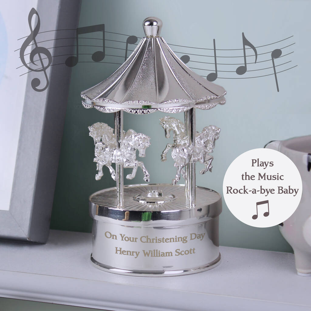Personalised Christening Musical Carousel Ornament - alternative angle