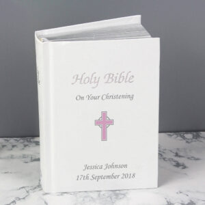 Personalised Christening Pink Cross Bible - main product image