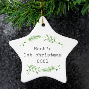 Personalised Christmas Ceramic Star Decoration - main product image