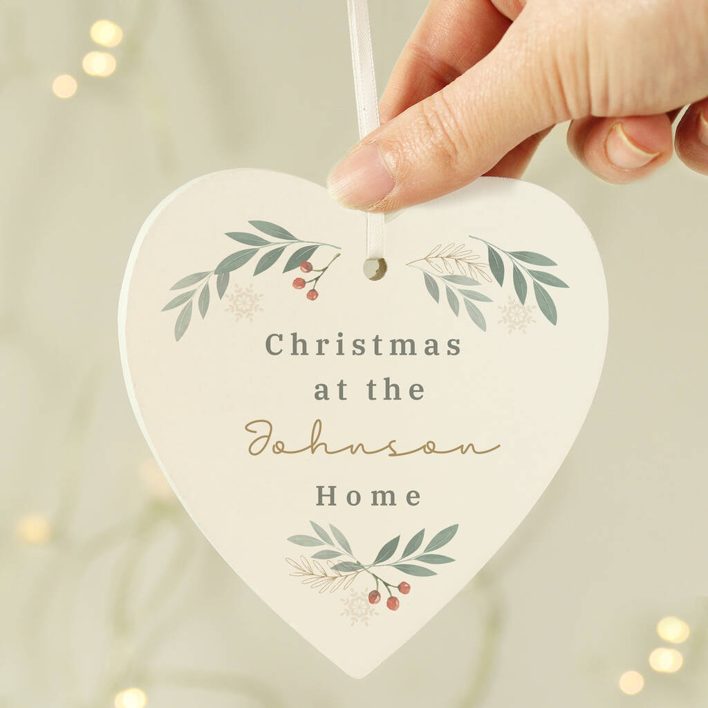 Personalised Christmas Foliage Hanging Heart Decoration - main product image