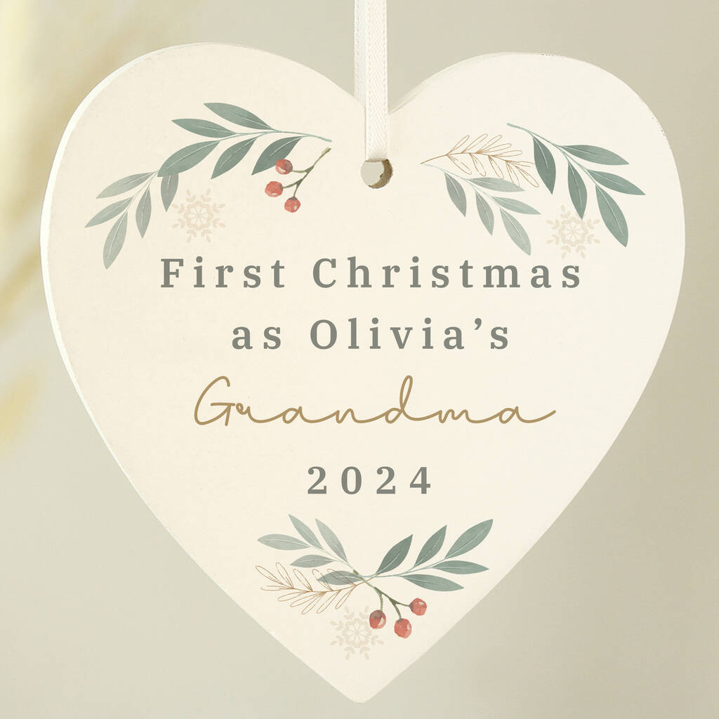 Personalised Christmas Foliage Hanging Heart Decoration - lifestyle shot