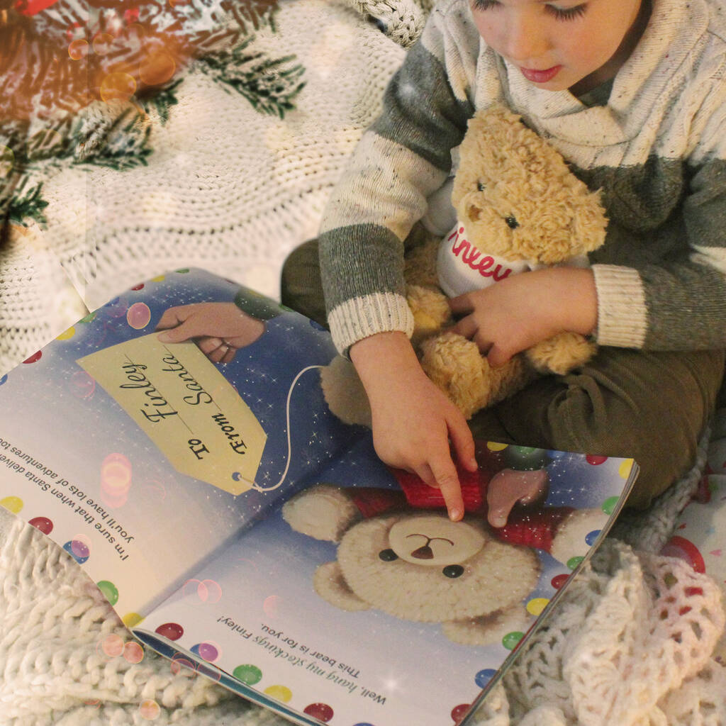 Personalised Christmas Story Book And Teddy Bear - detail view