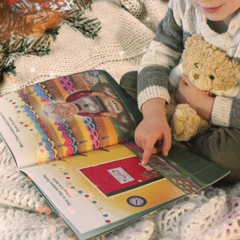 Personalised Christmas Story Book And Teddy Bear - alternative angle