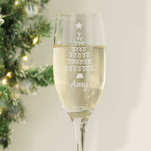Personalised Christmas Tree Glass Flute - main product image