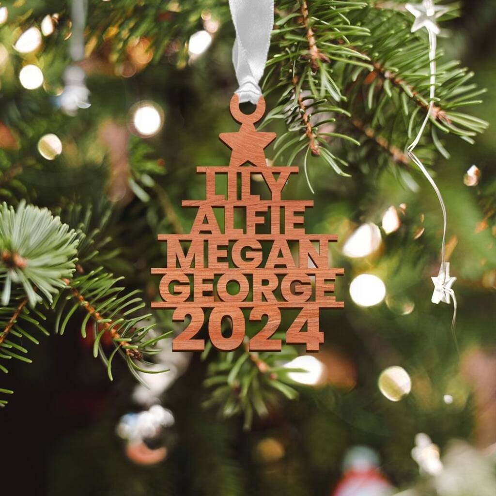 Personalised Christmas Tree Names Decoration - detail view
