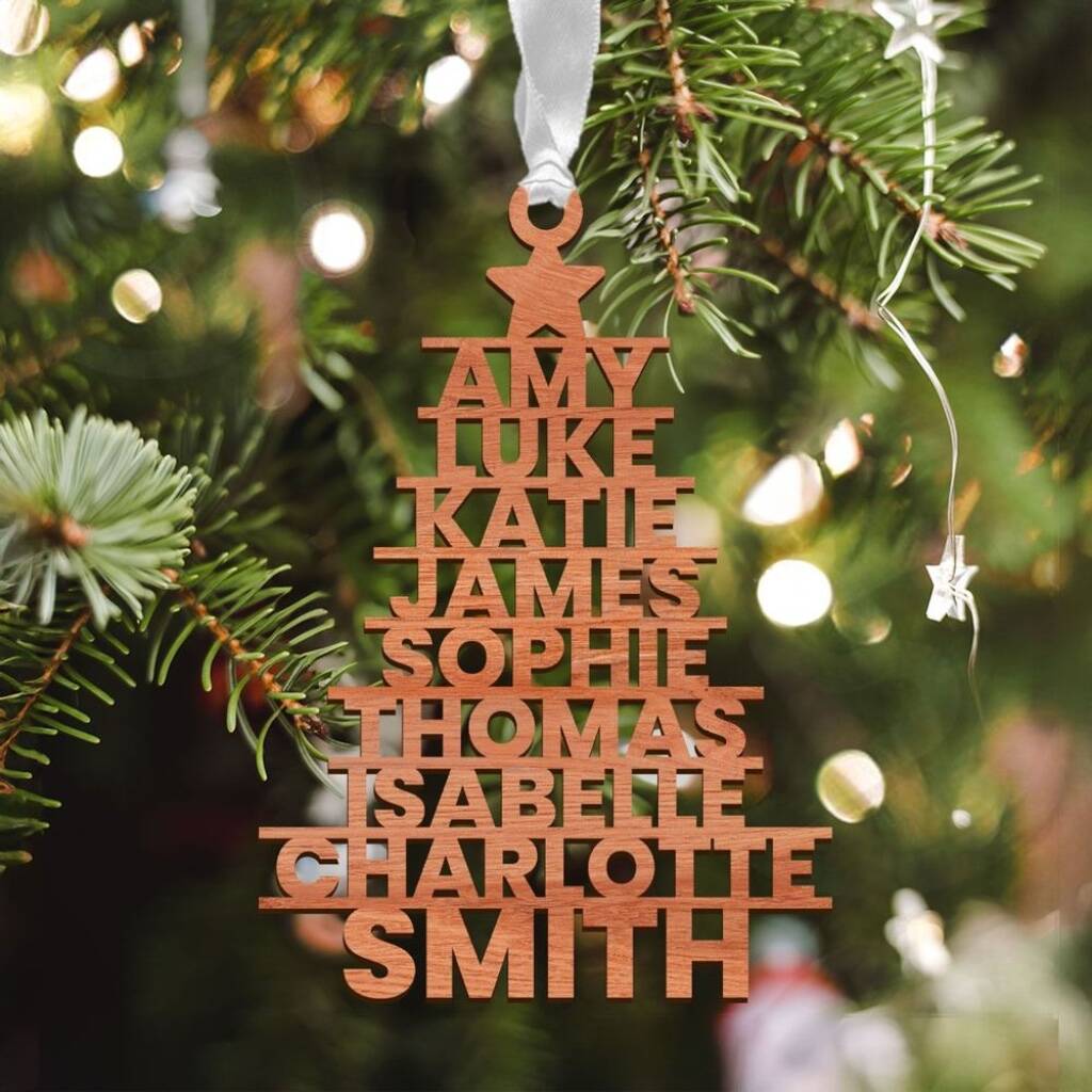 Personalised Christmas Tree Names Decoration - alternative angle
