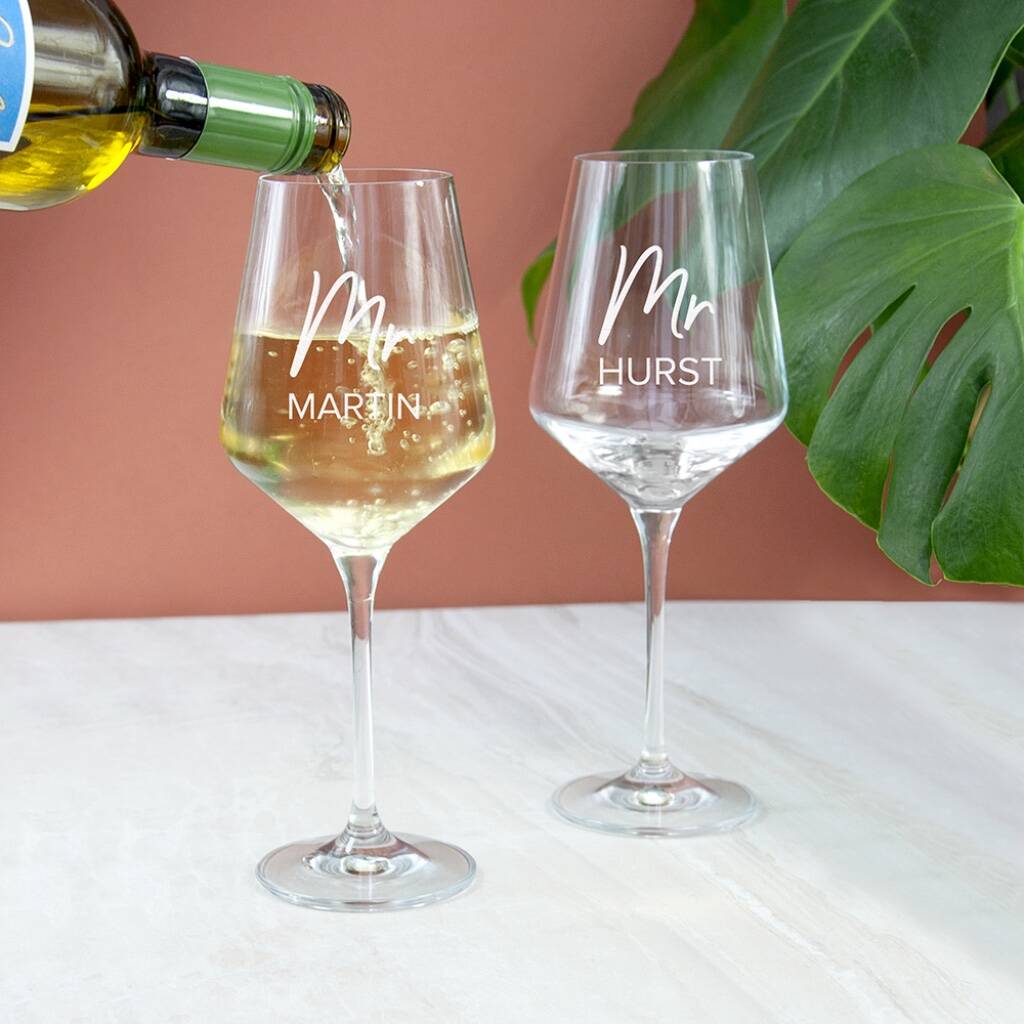 Personalised Couples Wine Glass - alternative angle