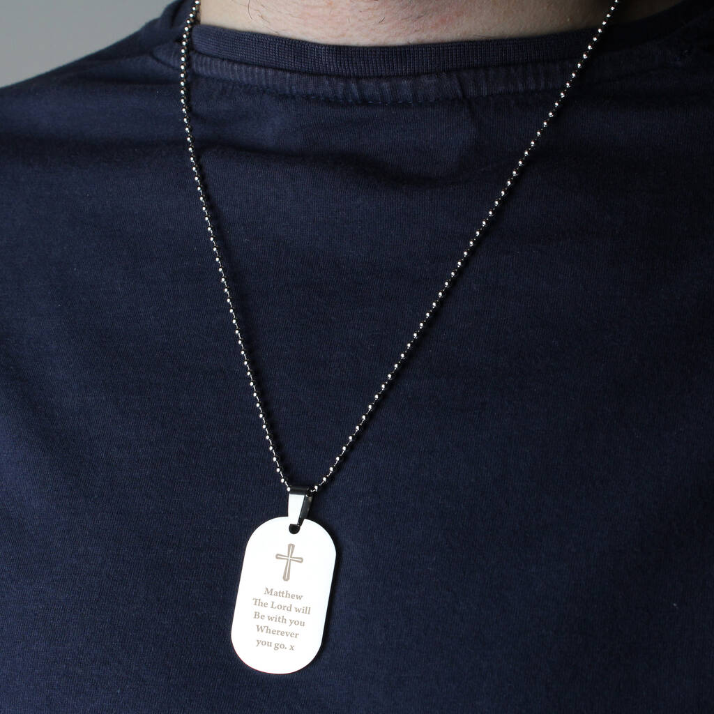 Personalised Cross Dog Tag Necklace - detail view