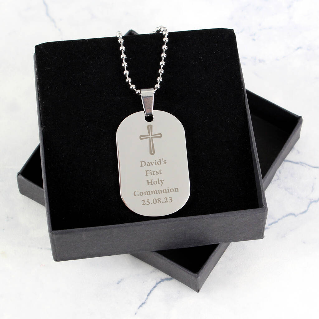 Personalised Cross Dog Tag Necklace - lifestyle shot