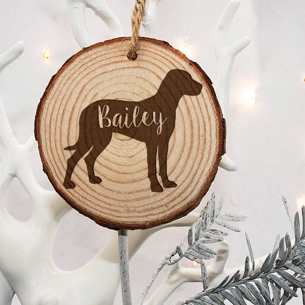 Personalised Dog Silhouette Christmas Tree Decoration - detail view