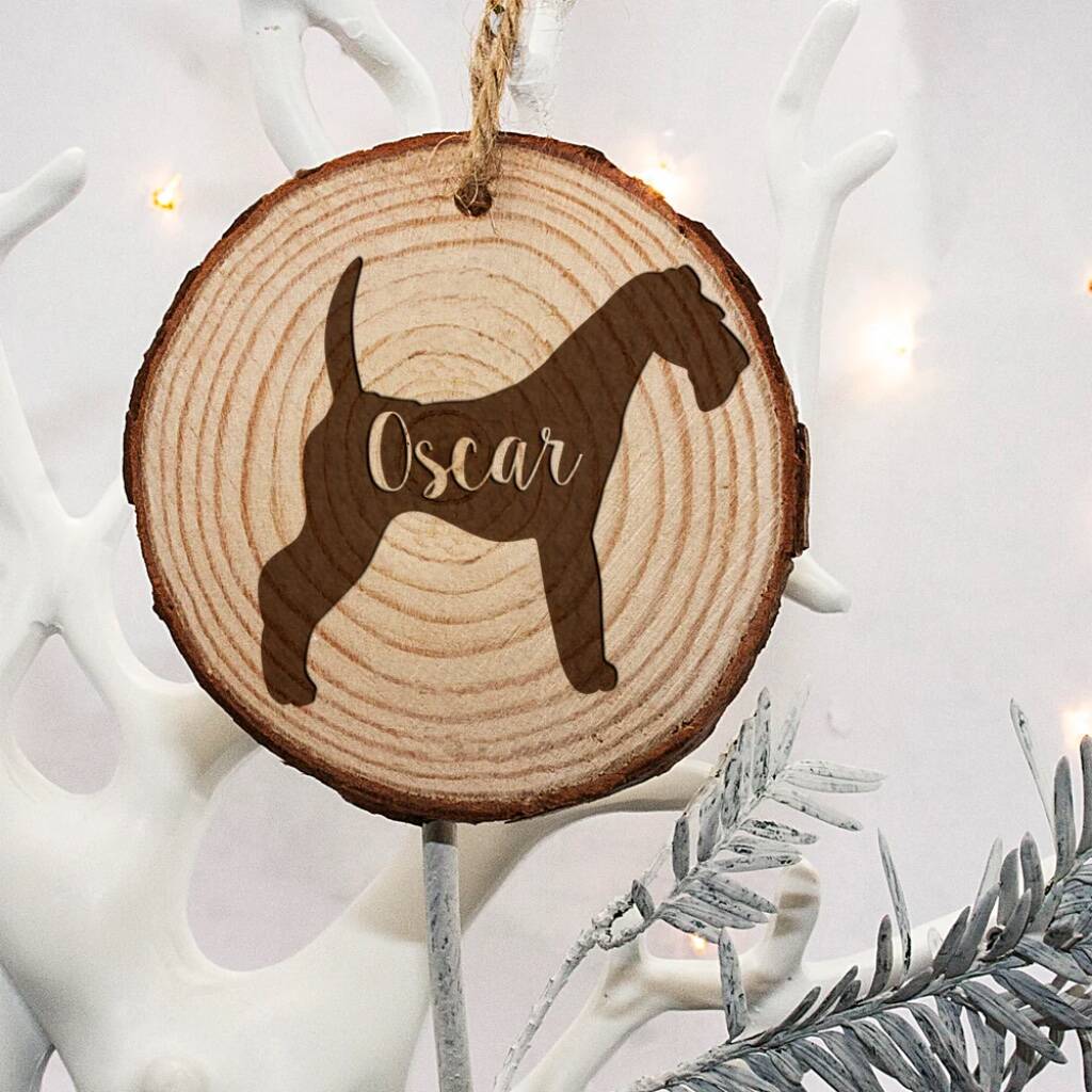 Personalised Dog Silhouette Christmas Tree Decoration - close-up detail