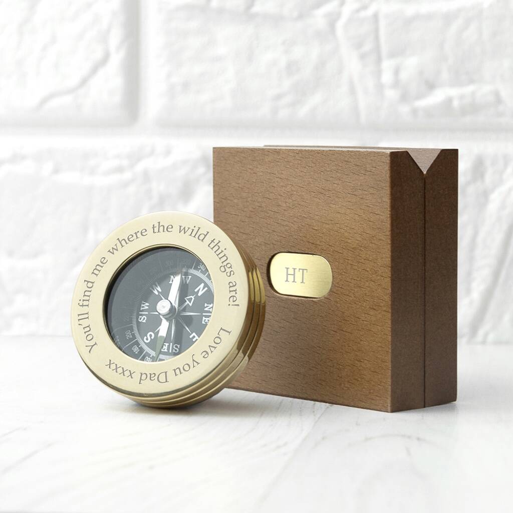 Personalised Father's Day Compass With Monogrammed Box - detail view