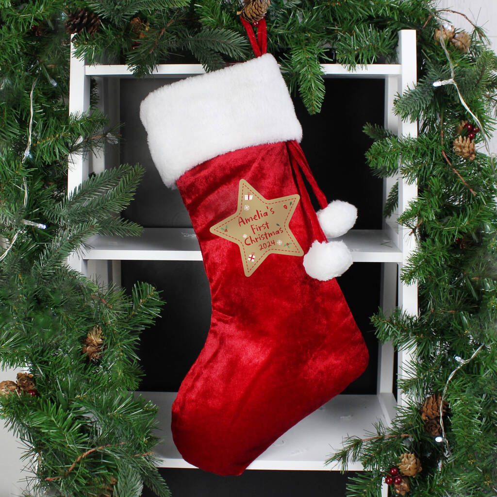 Personalised First Christmas Red Stocking - main product image