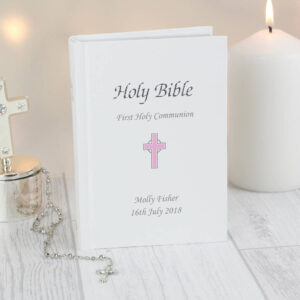 Personalised First Holy Communion Pink Cross Bible - main product image