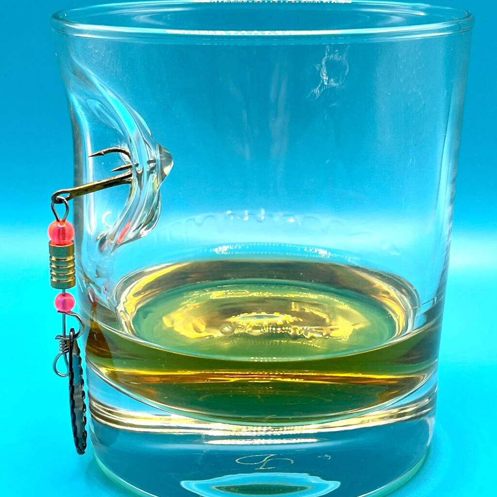 Personalised Fishing Hook Whisky Glass - detail view