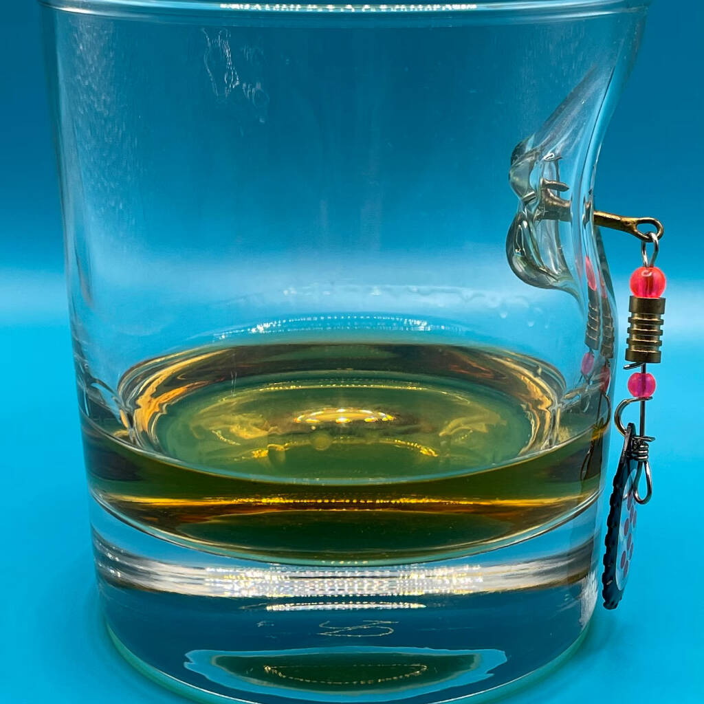 Personalised Fishing Hook Whisky Glass - alternative angle