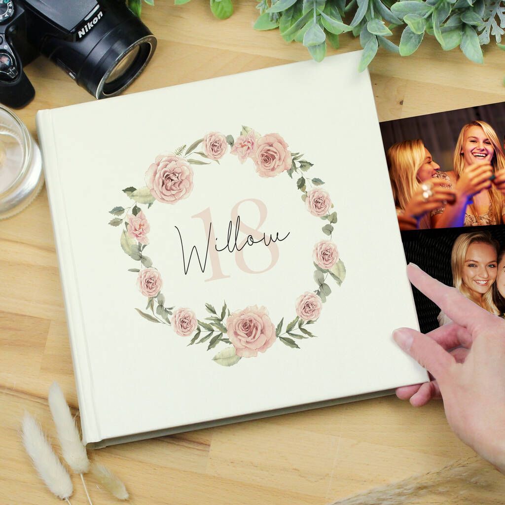 Personalised Floral Wreath Photo Album - detail view