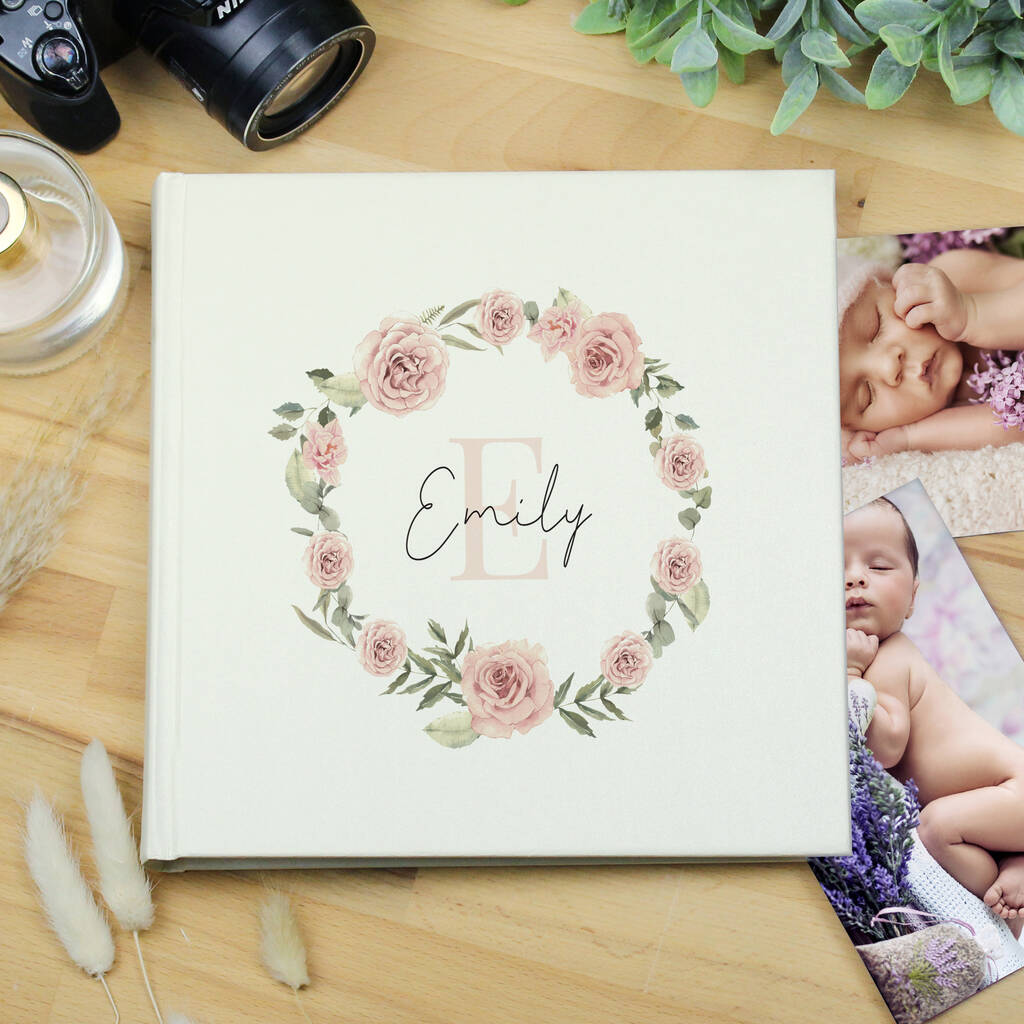 Personalised Floral Wreath Photo Album - product in use