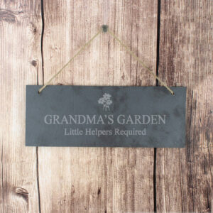 Personalised Flower Motif Hanging Slate Plaque - main product image