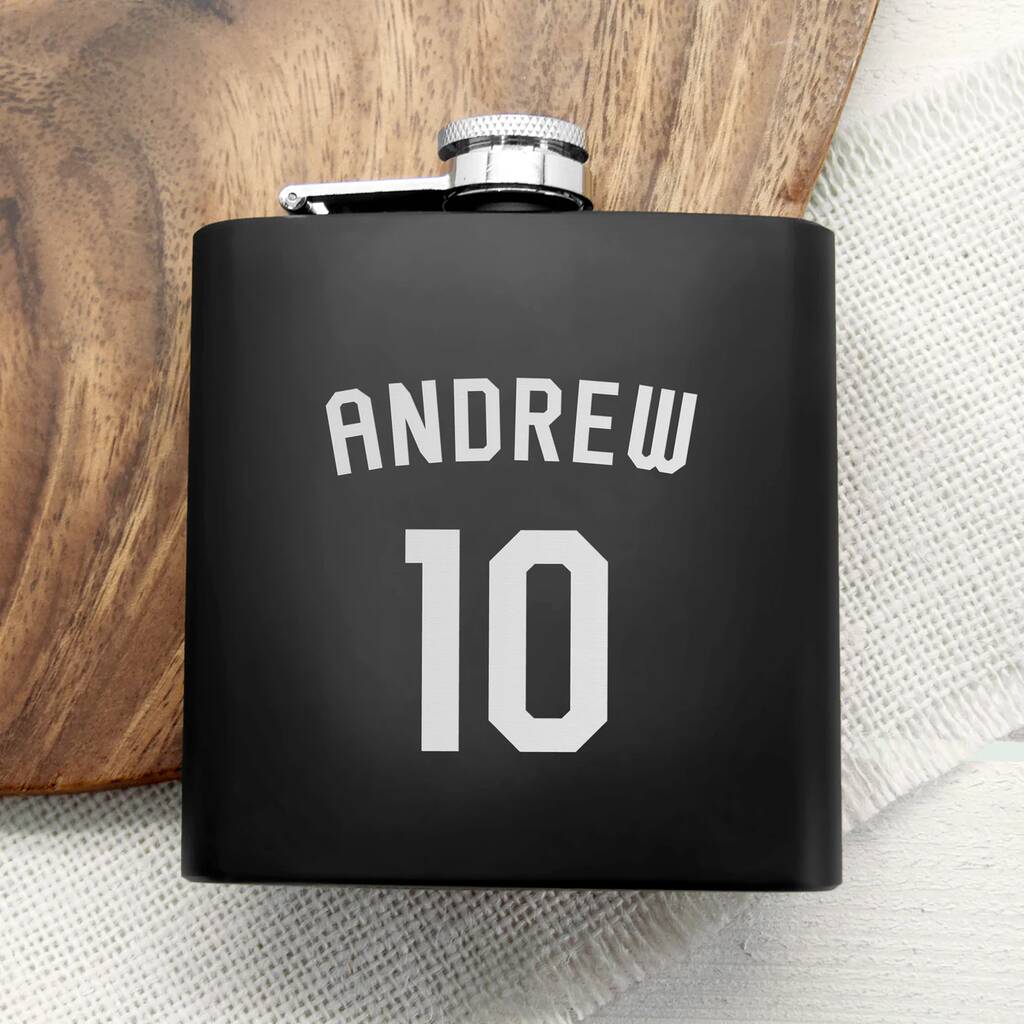 Personalised Football Shirt Hip Flask - product in use