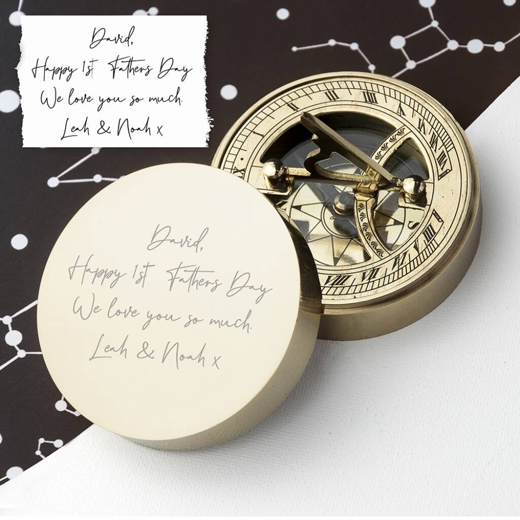 Personalised Handwriting Valentines' Sundial Compass - detail view