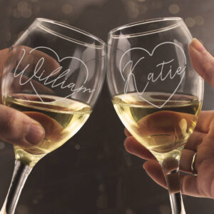 Personalised Heart Name Wine Glass Set - main product image