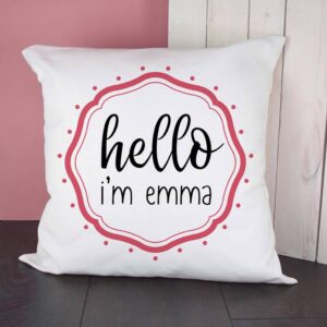 Personalised 'Hello I'm' Cushion Cover - main product image