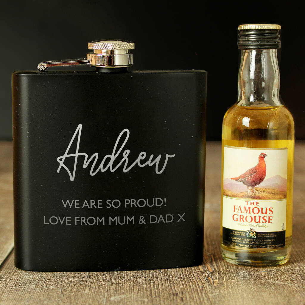 Personalised Hipflask And Whisky Miniature Set - lifestyle shot